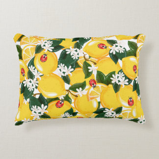 Cojín Decorativo Patrón sin foco con frutas tropicales de limón de