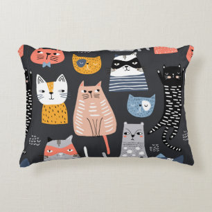 Cojín Decorativo Patrón sin foco con gatitos lindos en diferente sa