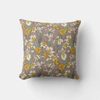 Cojín Decorativo Patrón sin foco con hermosos iris y narcisos