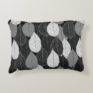 Cojín Decorativo Patrón sin foco con hojas. Monocromo dibujado a ma