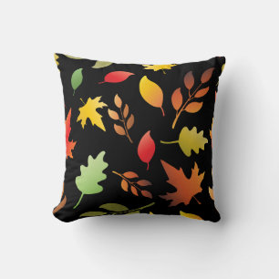 Cojín Decorativo Patrón sin foco con hojas otoñales caídas y carbón