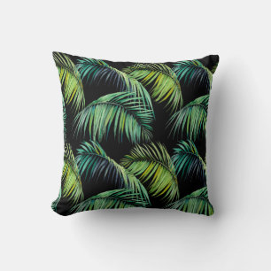 Cojín Decorativo Patrón sin foco con hojas tropicales de palma. Wat