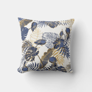 Cojín Decorativo Patrón sin foco con hojas tropicales exóticas. P