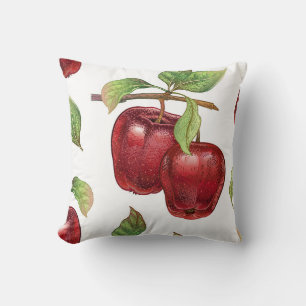 Cojín Decorativo Patrón sin foco con manzanas rojas. vintag realist