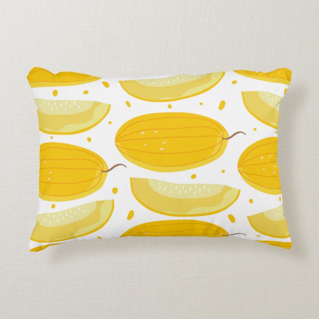 Cojín Decorativo Patrón sin foco con melones. Frutas de perro. Vint (Anverso)