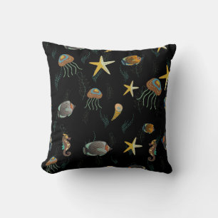 Cojín Decorativo Patrón sin foco con peces decorativos adorables