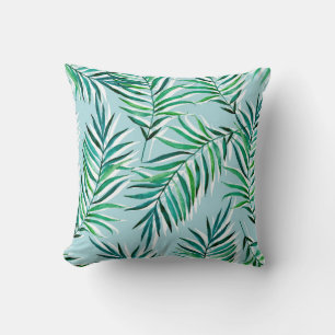 Cojín Decorativo Patrón sin foco con ramas de palmera. Ha de acuare