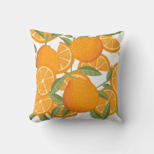 Cojín Decorativo Patrón sin foco de fruta cítrica naranja amarill