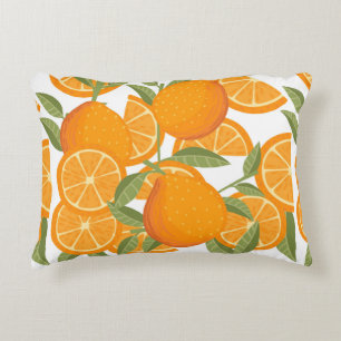 Cojín Decorativo Patrón sin foco de fruta cítrica naranja amarilla 