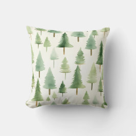 Cojín Decorativo Patrón sin foco del bosque de pinos de color agua