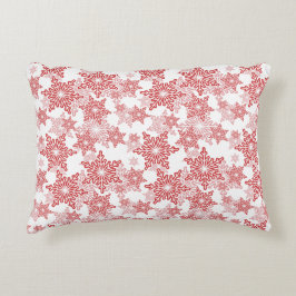 Cojín Decorativo Patrón sin foco del copo de nieve rojo y blanco