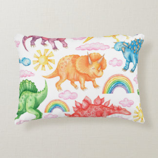 Cojín Decorativo Patrón sin foco que representa dinosaurios de colo
