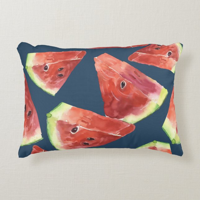 Cojín Decorativo Patrón sin foco. Trozos de sandía acuática. (Anverso)