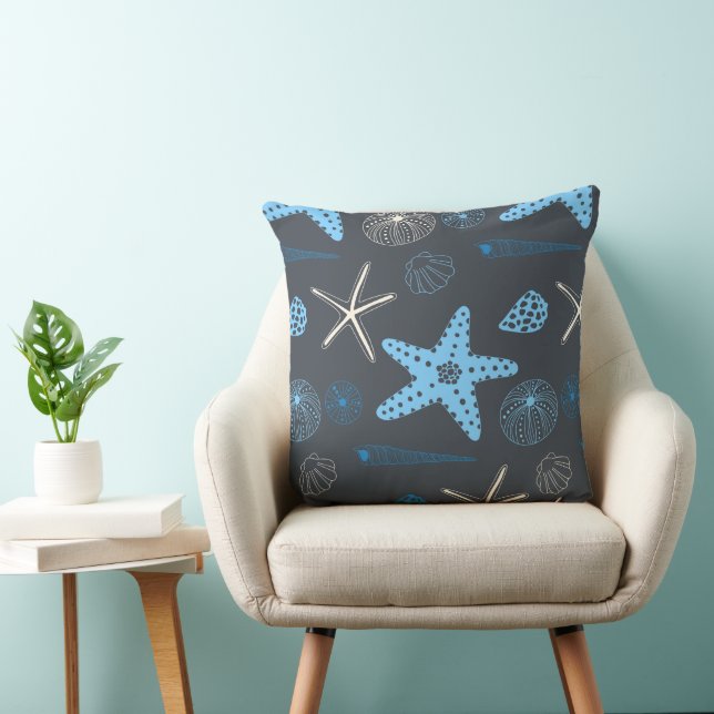 Cojín Decorativo Patrón sin mar con conchas marinas (Silla)