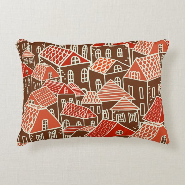 Cojín Decorativo Patrón sin problemas de los edificios de la ciudad (Anverso)