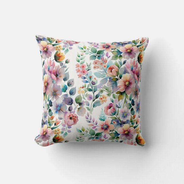 Cojín Decorativo Patrón sin soldadura acuarela (Anverso)