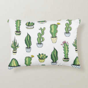 Cojín Decorativo Patrón sin soldadura con cactus verdes y suculent