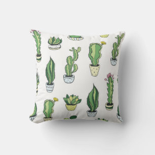 Cojín Decorativo Patrón sin soldadura con cactus verdes y suculento