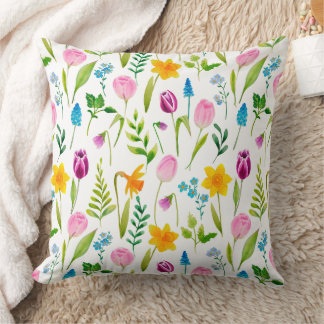 Cojín Decorativo Patrón sin soldadura de flor de tulipanes