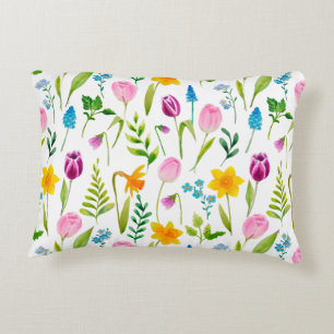 Cojín Decorativo Patrón sin soldadura de flor de tulipanes
