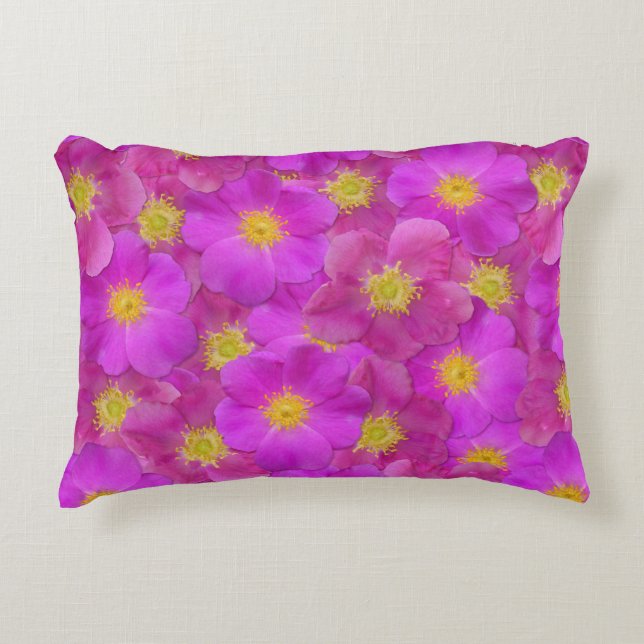 Cojín Decorativo Patrón sin soldadura de Rosa salvaje (Anverso)