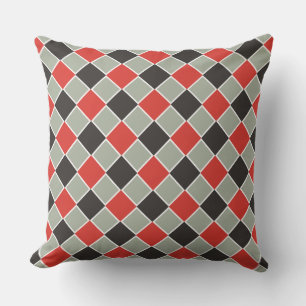 Cojín Decorativo Patrón SQUARE - blanco rojo negro + tu fondo