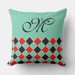 Cojín Decorativo Patrón SQUARE - blanco rojo negro + tu fondo