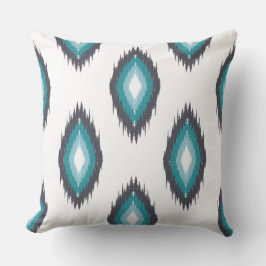 Cojín Decorativo Patrón suave azul y blanco Ikat Sin soldadura Verd