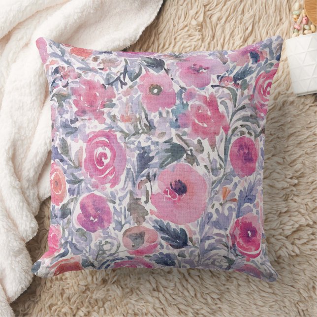 Cojín Decorativo patrón suave de flores silvestres pastel (Manta)