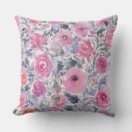 Cojín Decorativo patrón suave de flores silvestres pastel
