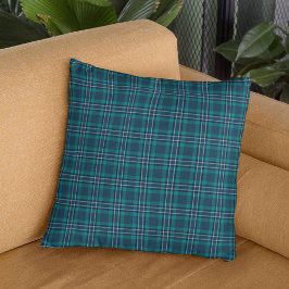 Cojín Decorativo Patrón tartán azul oscuro Verde azulado