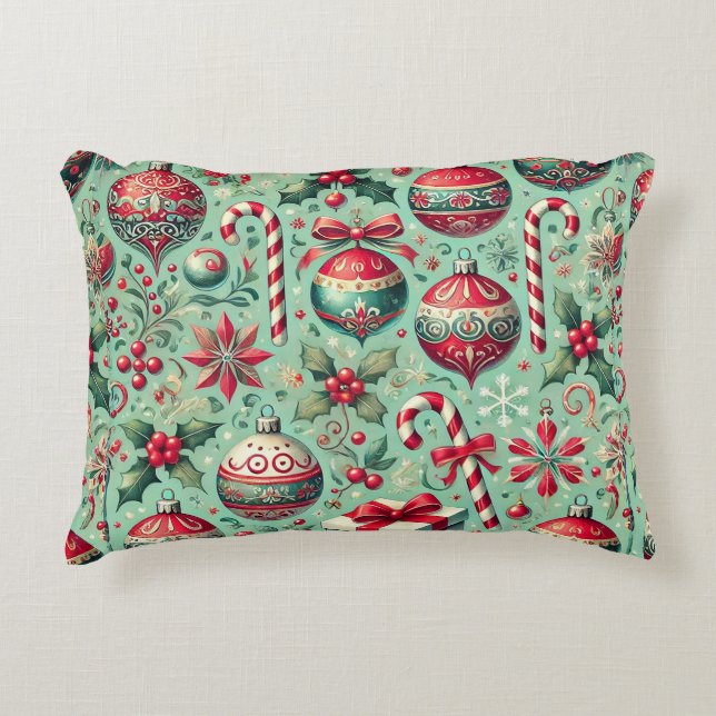 Cojín Decorativo Patrón temático de Navidad (Anverso)