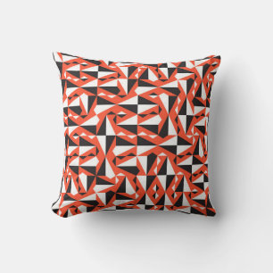 Cojín Decorativo Patrón textil sin costura geométrico en rojo,