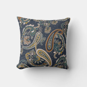 Cojín Decorativo Patrón tradicional de paisley indio sobre fondo