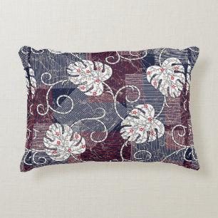 Cojín Decorativo patrón tradicional de rayas y hojas