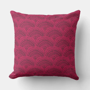 Cojín Decorativo Patrón tradicional étnico africano rosa negro