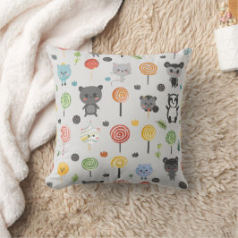 Cojín Decorativo patrón transparente con animales lindos