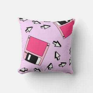 Cojín Decorativo Patrón transparente con disquetes coloridos en vap