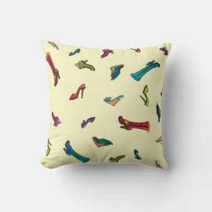 Cojín Decorativo Patrón transparente de acuarela de zapatos