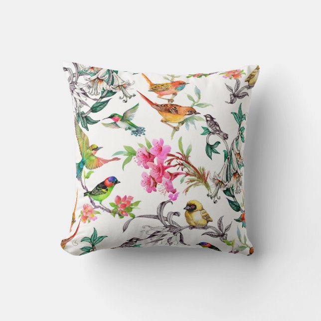 Cojín Decorativo Patrón transparente de acuarela dibujado a mano co (Anverso)