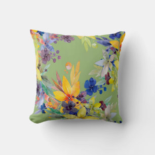 Cojín Decorativo Patrón transparente de acuarela. Imagen en blanco