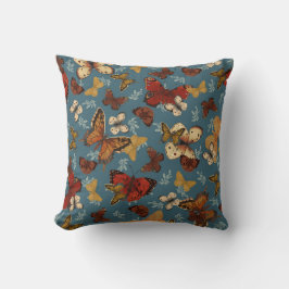 Cojín Decorativo patrón transparente de mariposa azul