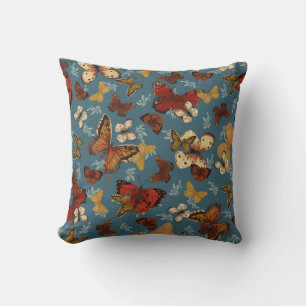 Cojín Decorativo patrón transparente de mariposa azul