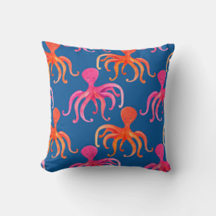 Cojín Decorativo Patrón transparente de pulpo colorido