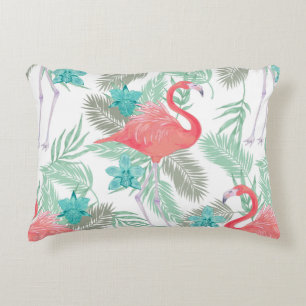 Cojín Decorativo Patrón transparente romántico con pájaro flamingo 