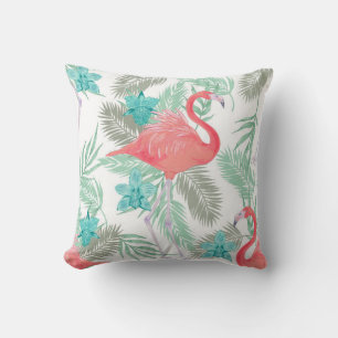 Cojín Decorativo Patrón transparente romántico con pájaro flamingo 