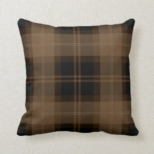 Cojín Decorativo Patrón trenzado de tartán negro marrón