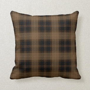 Cojín Decorativo Patrón trenzado de tartán negro marrón
