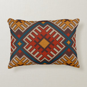Cojín Decorativo Patrón tribal azteca sin soldadura de punto de lan