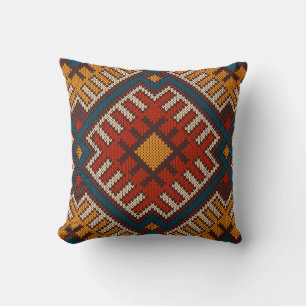 Cojín Decorativo Patrón tribal azteca sin soldadura de punto de lan